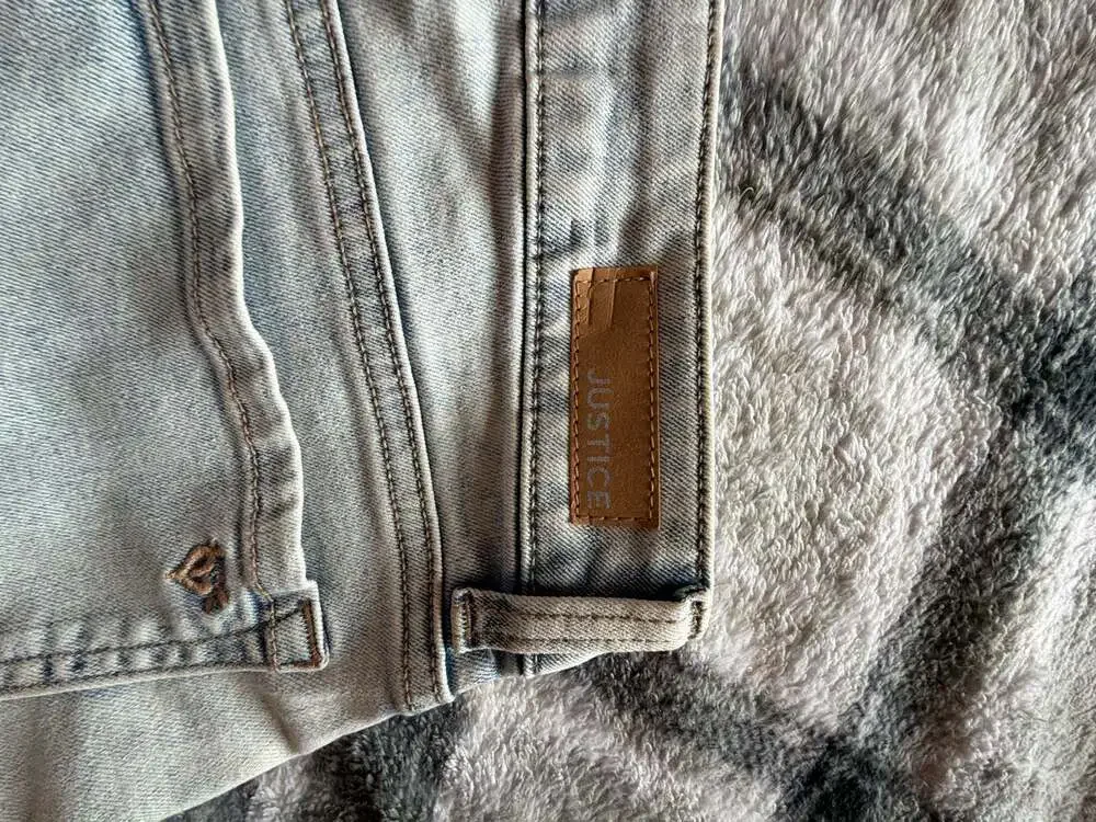 Justice Girls Light Wash Cargo Flare Jeans with Utility Pocket
